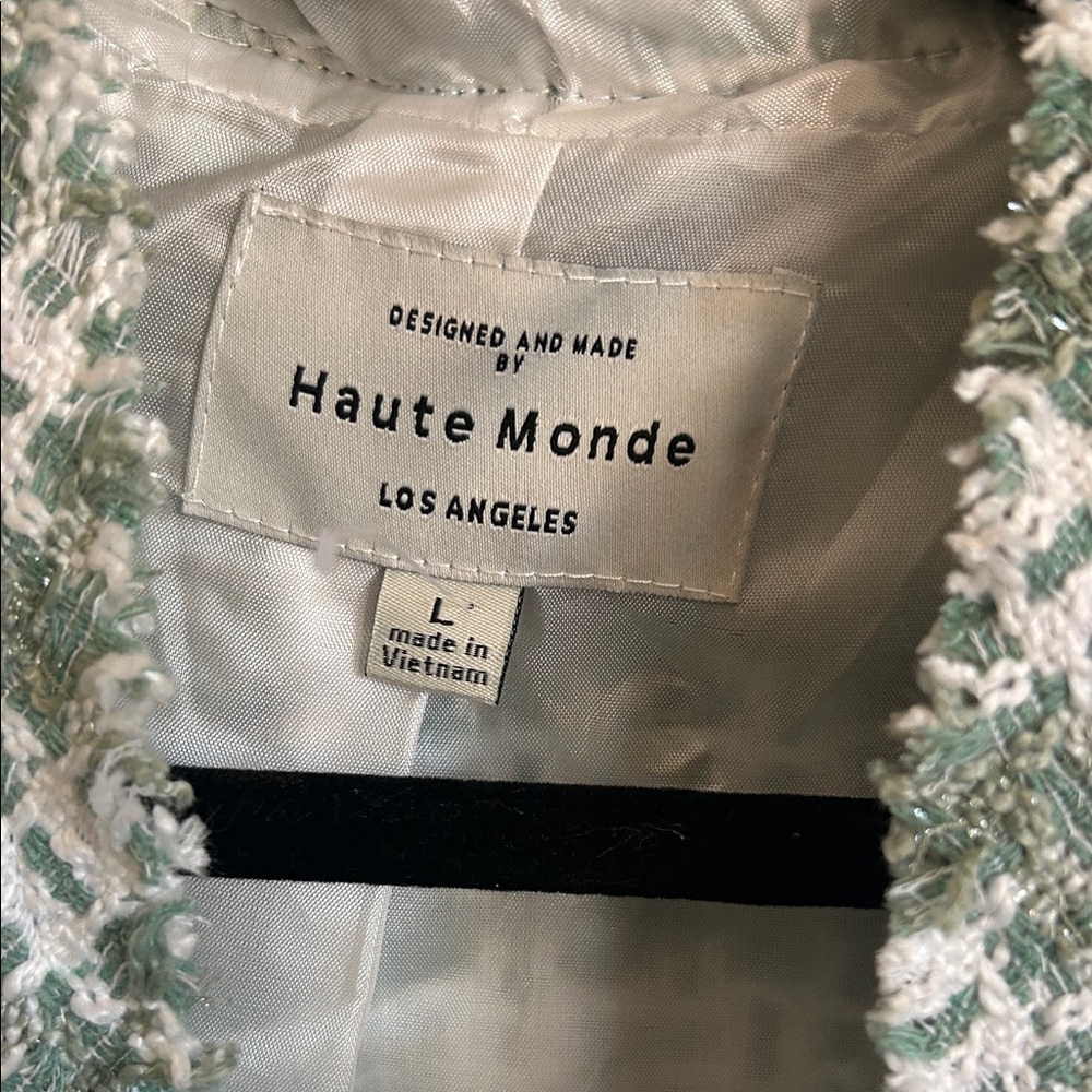Haute Monde Mint Green Tweed Cropped Blazer NWT - Picture 3 of 6